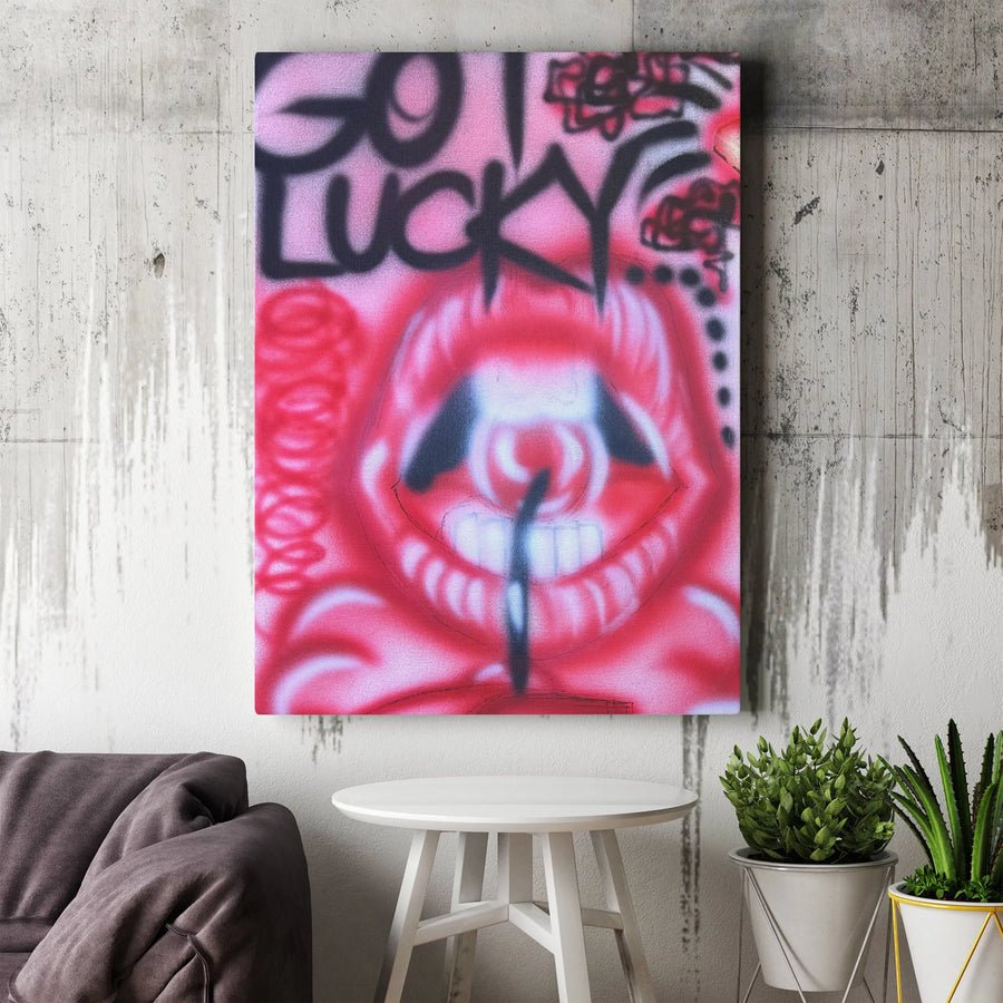 Got Lucky Graffiti Canvas Art | Abstract Street Style Eye Wall Decor | Premium 1.25-Inch Gallery Wrap | Edgy Home & Office Decor Gift
