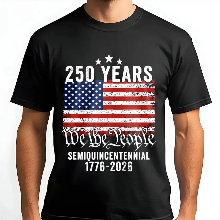 USA 250th Anniversary T-Shirt | We The People Distressed Flag 1776-2026 | Premium Cotton Blend | Patriotic Collector's Gift for Men Women