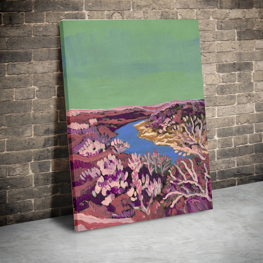 Pedernales River Vertical Canvas Print | Abstract Texas Hill Country Painting | Premium Gallery Wrap | Modern Home Decor Gift
