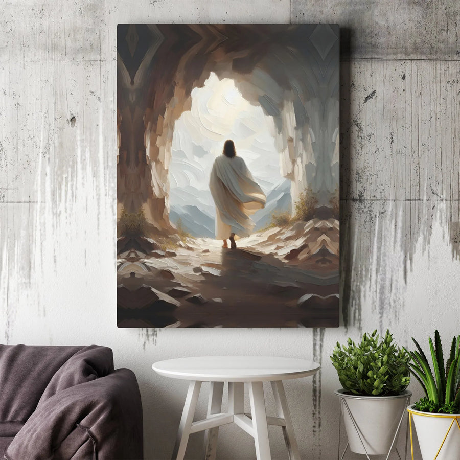 Jesus Resurrection Canvas Wall Art | Empty Tomb Bible Scene Print | Premium 1.25-Inch Gallery Wrap | Religious Home Decor & Christian Gift
