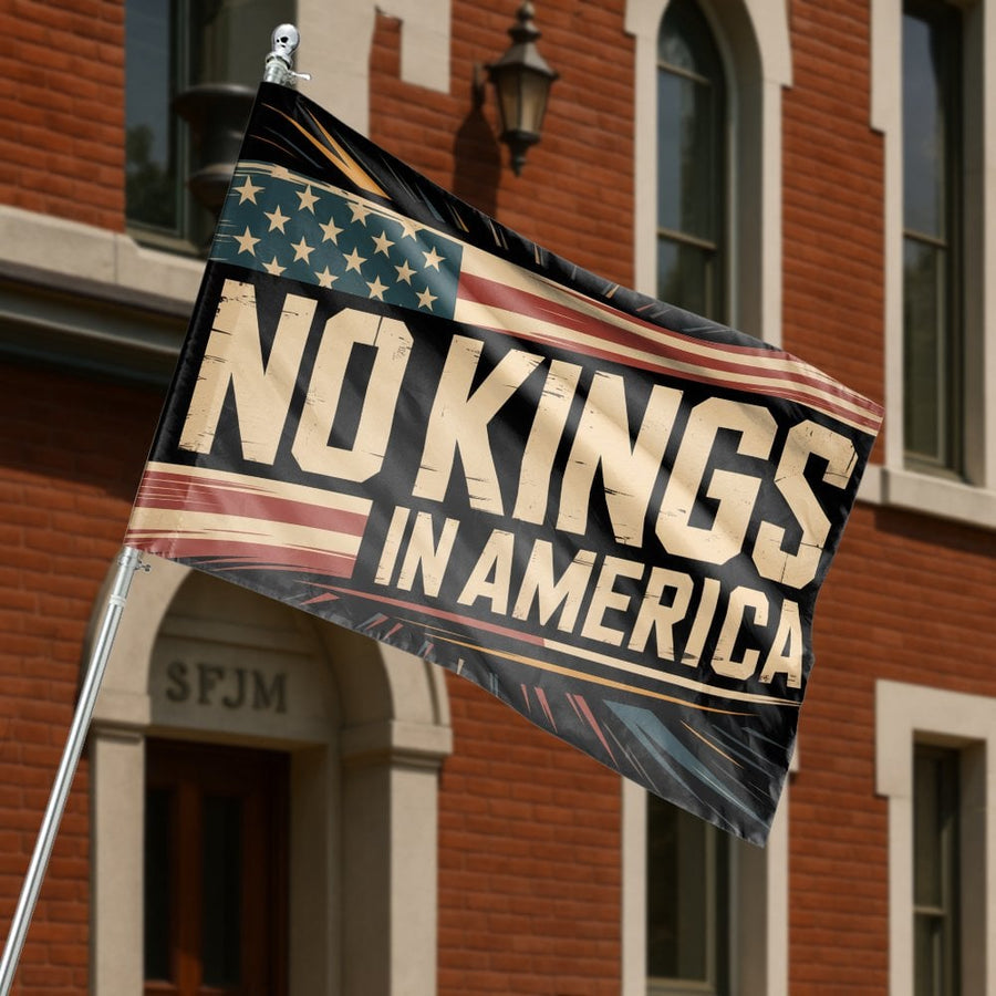 No Kings In America House Flag | Vintage Patriotic American Flag Decor | Weather-Resistant Polyester | Home Gift for Garden or Porch