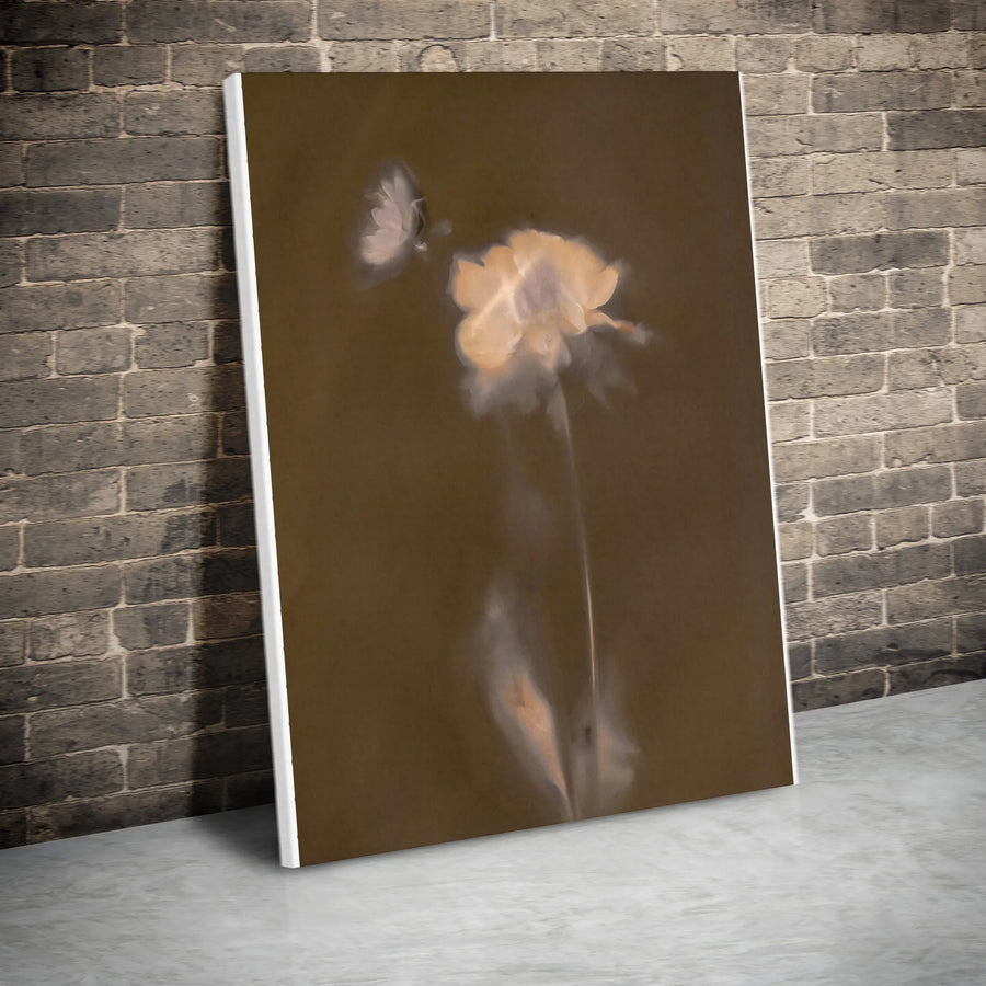 Abstract Bee and Flower Canvas Wall Art | Ethereal Botanical Painting Print | Premium Gallery Wrapped Canvas | Modern Minimalist Home Decor Gift