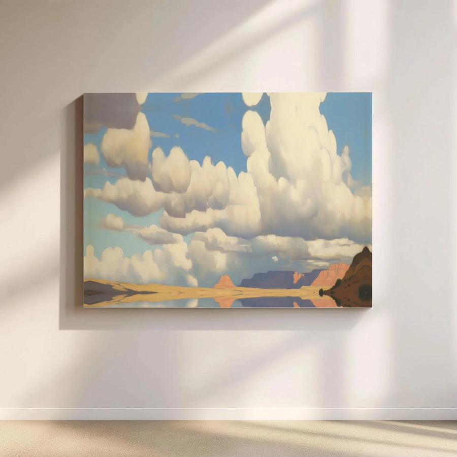 Desert Canyon Reflection Canvas Wall Art | Serene Southwestern Cloudscape Painting | Premium Gallery Wrapped Canvas | Modern Rustic Home Decor Gift