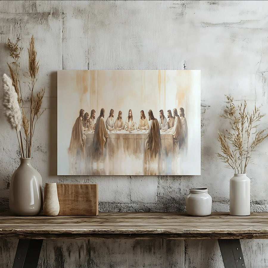 The Last Supper Canvas Print | Modern Watercolor Jesus Artwork | Premium Gallery Wrap Wall Decor | Religious Christian Gift For Home