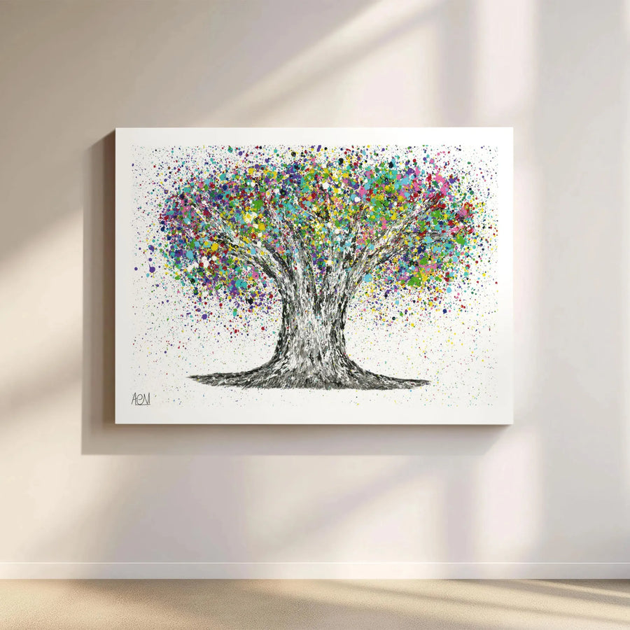 Tree Of Life Canvas Wall Art | Colorful Abstract Paint Splatter Design | Premium Gallery-Wrapped Print | Modern Home Decor Gift