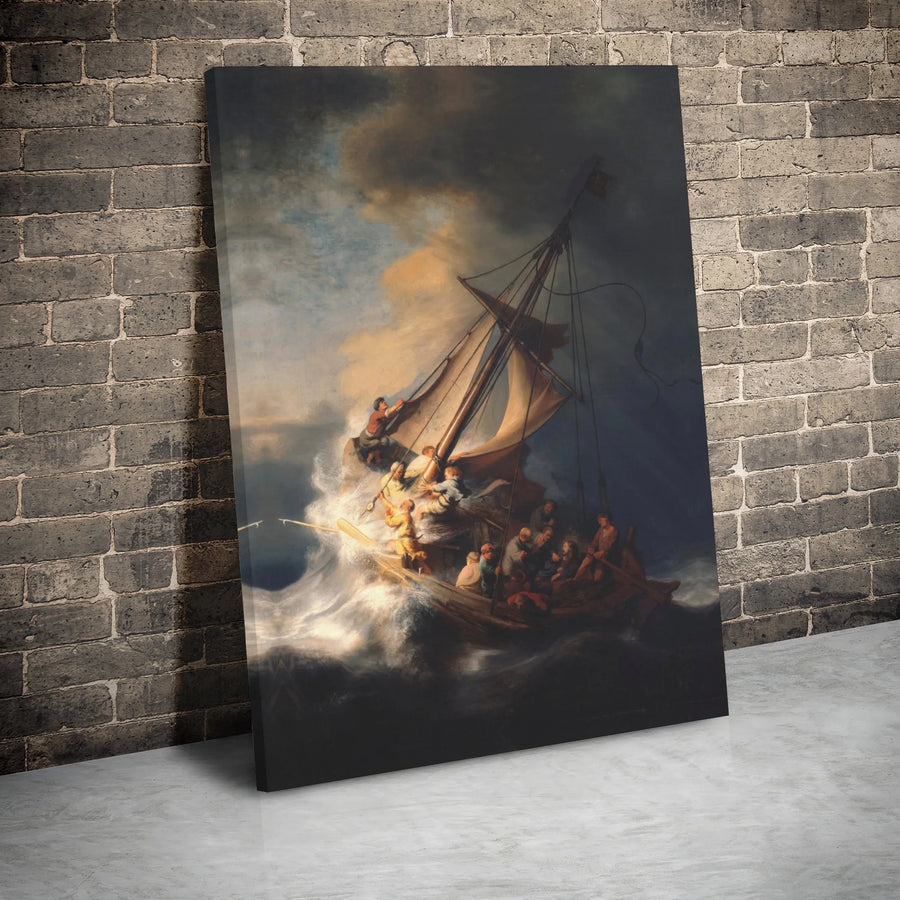 Rembrandt Storm on the Sea of Galilee Canvas Art | Classic Baroque Oil Painting Print | Premium 1.25 Inch Gallery Wrap | Museum Quality Home Decor