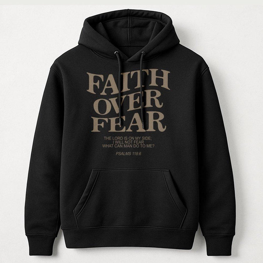 Faith Over Fear Hoodie | Psalms 118:6 Bible Verse Graphic | Premium Cotton-Blend Comfort | Religious Gift for Men and Women