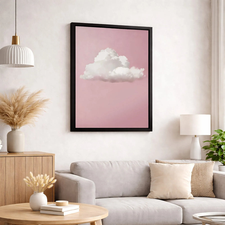 Cloud Wall Art Print | Minimalist Dusty Pink Sky Aesthetic | Gallery Wrapped Premium Canvas | Modern Bedroom Home Decor Gift