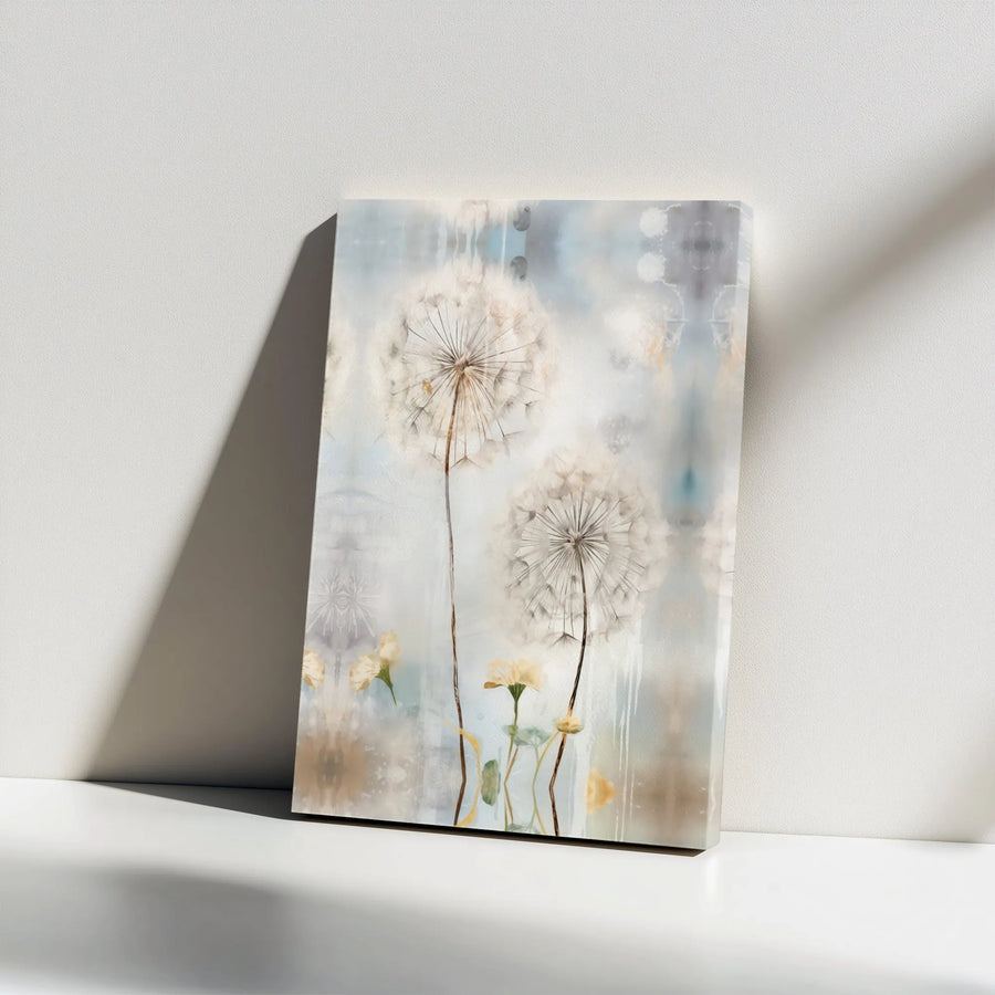 Dandelion Canvas Wall Art | Abstract Watercolor Botanical Painting | Premium Gallery Wrapped Canvas | Modern Farmhouse Living Room Decor Gift