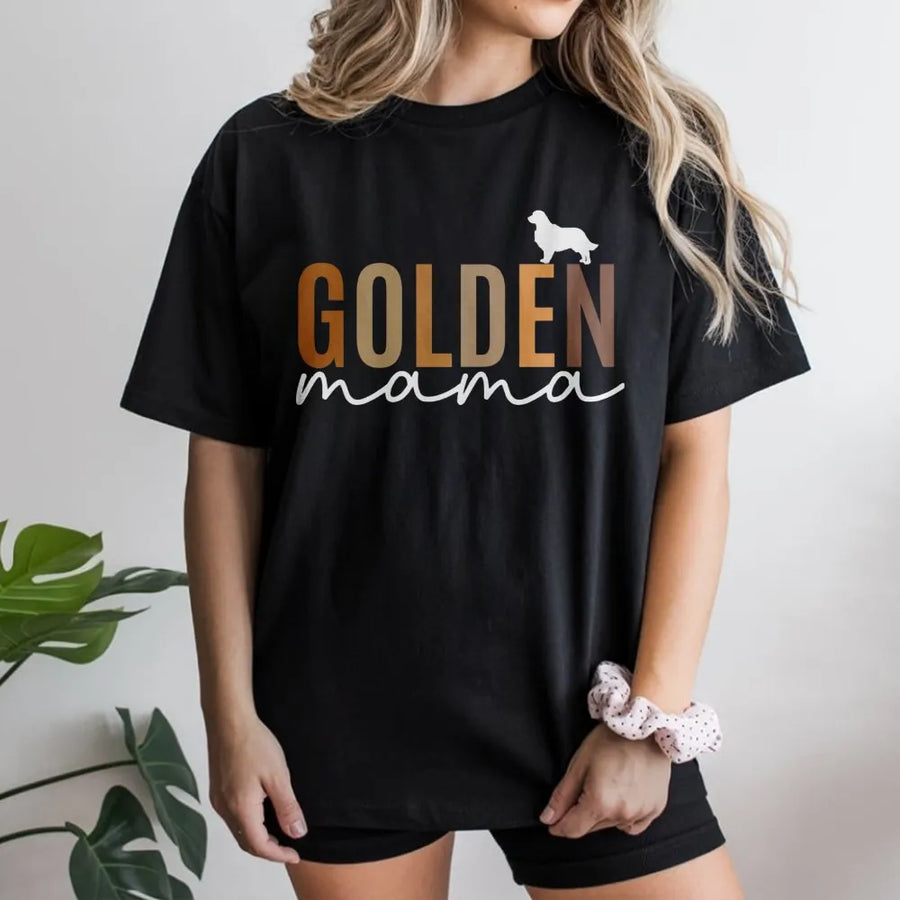 Golden Mama T-Shirt | Golden Retriever Dog Lover Graphic Tee | 100% Cotton Premium Quality | Perfect Gift for Dog Moms & Pet Owners