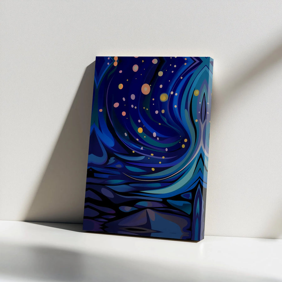 Abstract Canvas Wall Art | Cosmic Night Sky Print | Thick Gallery Wrapped Canvas | Modern Home Decor Gift