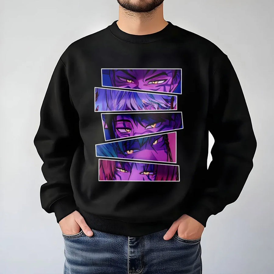 Anime Eye Aesthetic Sweatshirt | Demon Hunter Manga Character Art | Premium Cotton Blend Crewneck | Unique Otaku Gift for Fans