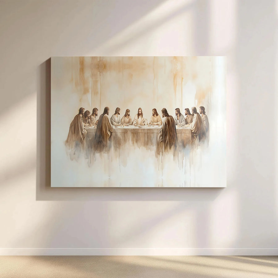 The Last Supper Canvas Print | Watercolor Religious Wall Art | Premium Gallery Wrapped Decor | Christian Home Gift for Living Room