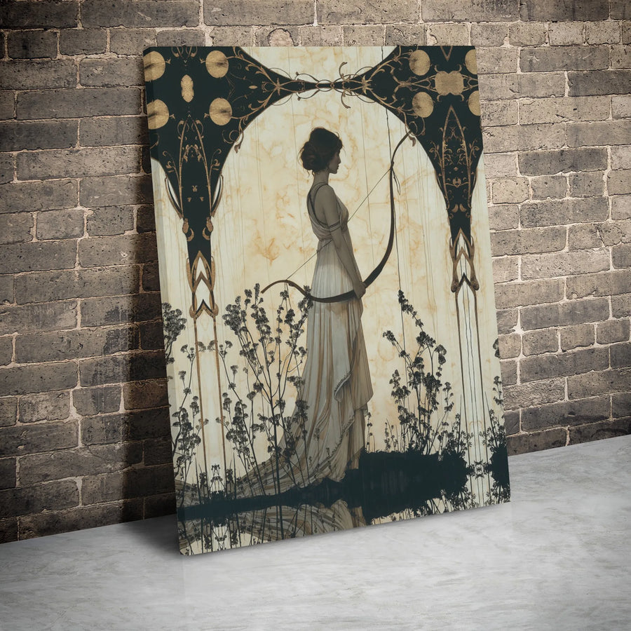 Artemis Goddess Canvas Print | Art Nouveau Archery Wall Art | Premium Gallery Wrapped Decor | Mythological Greek Mythology Gift for Her