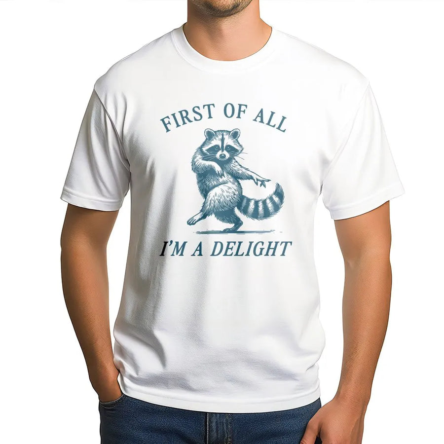 Dancing Raccoon T-Shirt | Funny Animal Graphic Tee | Premium 100% Cotton Apparel | Cute Wildlife Enthusiast Gift