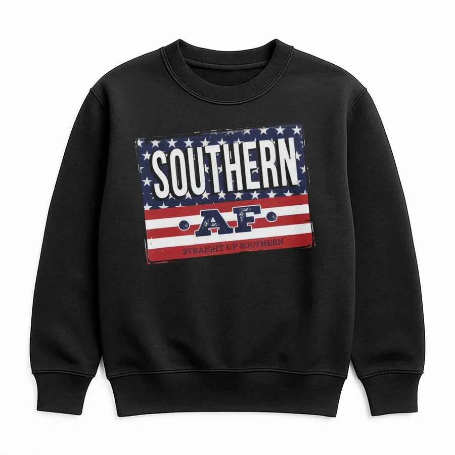 Southern AF Sweatshirt | American Flag Graphic Design | Premium Cotton Blend | Gift for Southern Girls and Pride Lovers