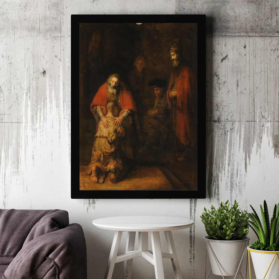 Return of the Prodigal Son Canvas Art | Rembrandt Biblical Masterpiece Print | Premium Framed Wall Decor | Christian Home Decor Collector's Gift