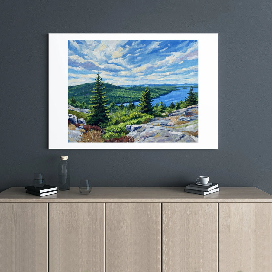 Mountain Landscape Canvas Print | Impressionist Pine Forest Lake View | 1.25" Gallery Wrap Wall Art | Nature Decor For Home Or Office