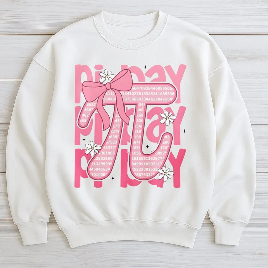 Pi Day Coquette Sweatshirt | Cute Math Bow Design | Premium Cotton-Poly Blend | Math Teacher Gift | 3.14 Mathematics Aesthetic Apparel