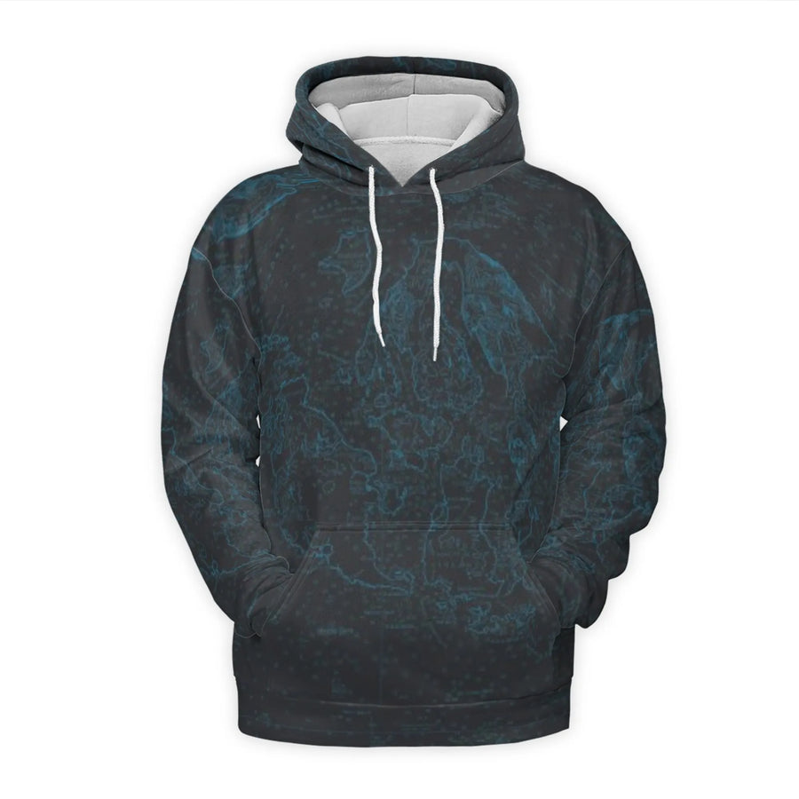 Vintage World Map Hoodie | 3D All-Over Print Graphic Design | Premium Polyester Fleece Knit | Unisex Gift for Travelers & Geography Lovers