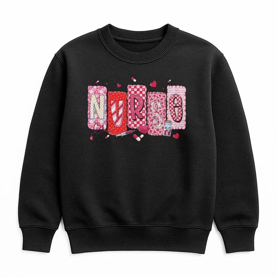 Nurse Valentine Sweatshirt | Pink Red Heart Pattern Design | Premium Soft Cotton Blend | Cute Medical Professional Gift for Her