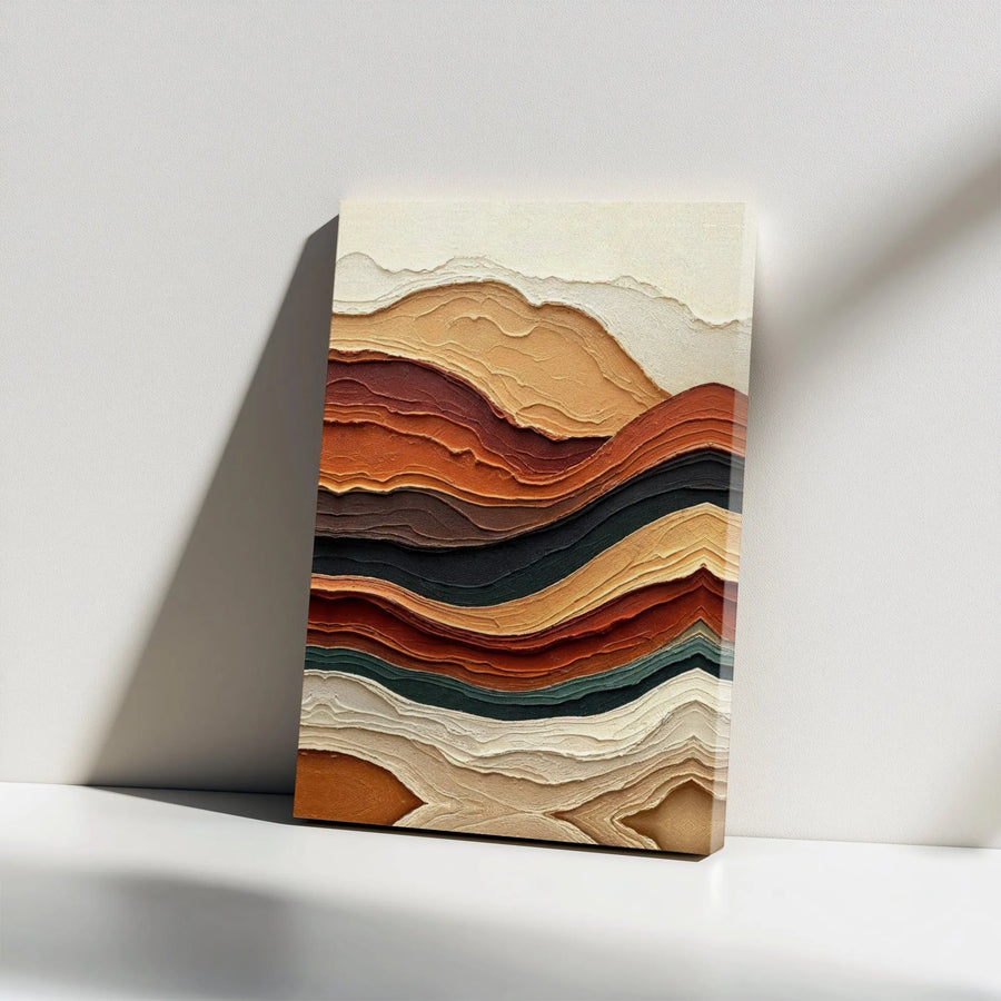 Abstract Earth Tones Canvas Art | Textured Topographic Wall Decor | Premium Framed Print | Modern Living Room & Office Decor Gift