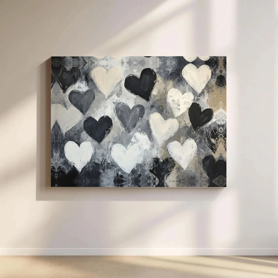 Abstract Heart Wall Art | Monochrome Modern Canvas Print | 1.25" Gallery Wrap Premium Decor | Minimalist Living Room & Bedroom Gift