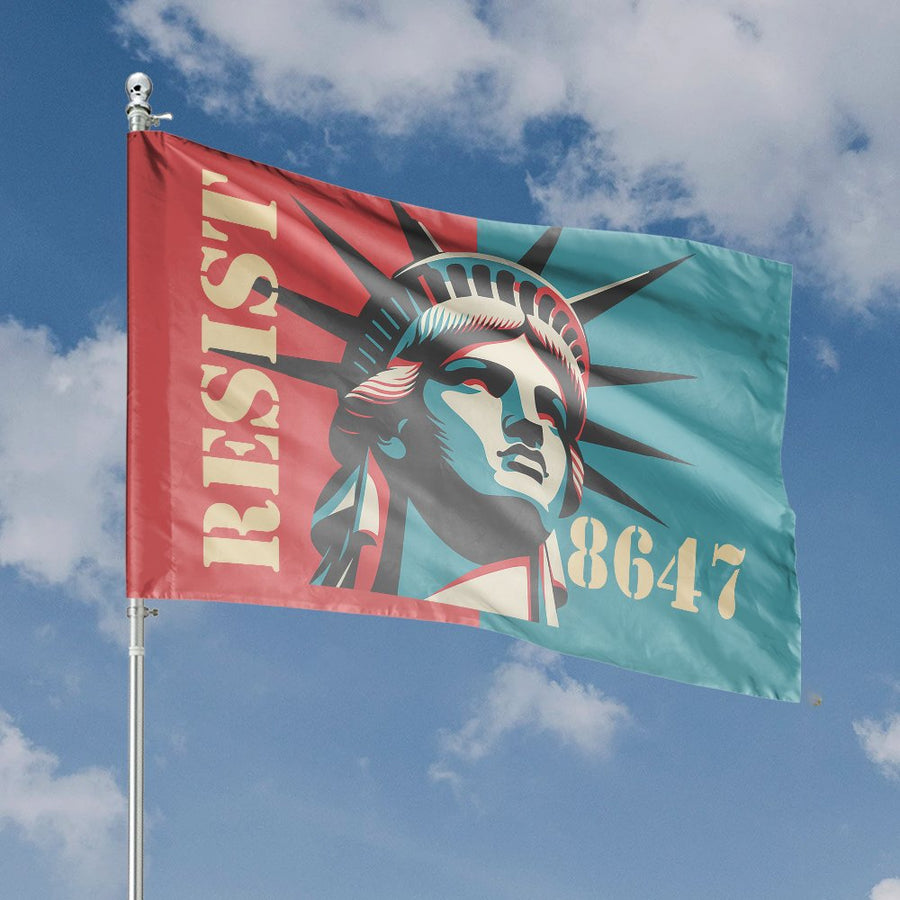 Resist Statue Of Liberty Flag | Pop Art Statement Banner | Weather-Resistant Polyester | Outdoor Home Decor Gift