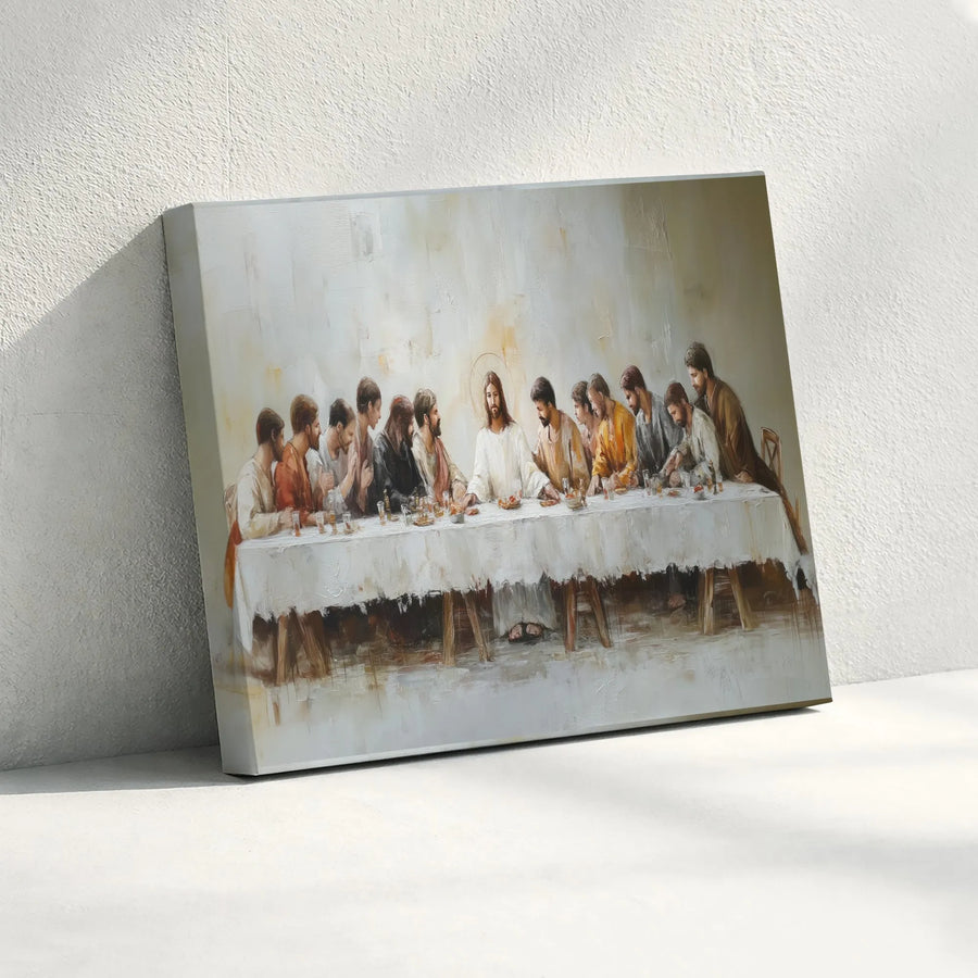 The Last Supper Canvas Wall Art | Modern Jesus & Apostles Fine Art Print | Gallery-Quality 1.25" Profile | Religious Home Decor Gift