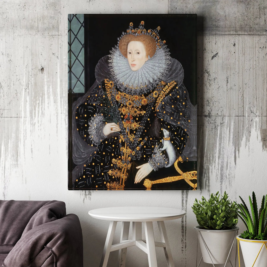 Queen Elizabeth I Canvas Wall Art | The Ermine Portrait Reproduction | Premium Fade-Resistant Print | Classic Royal Home Decor Gift