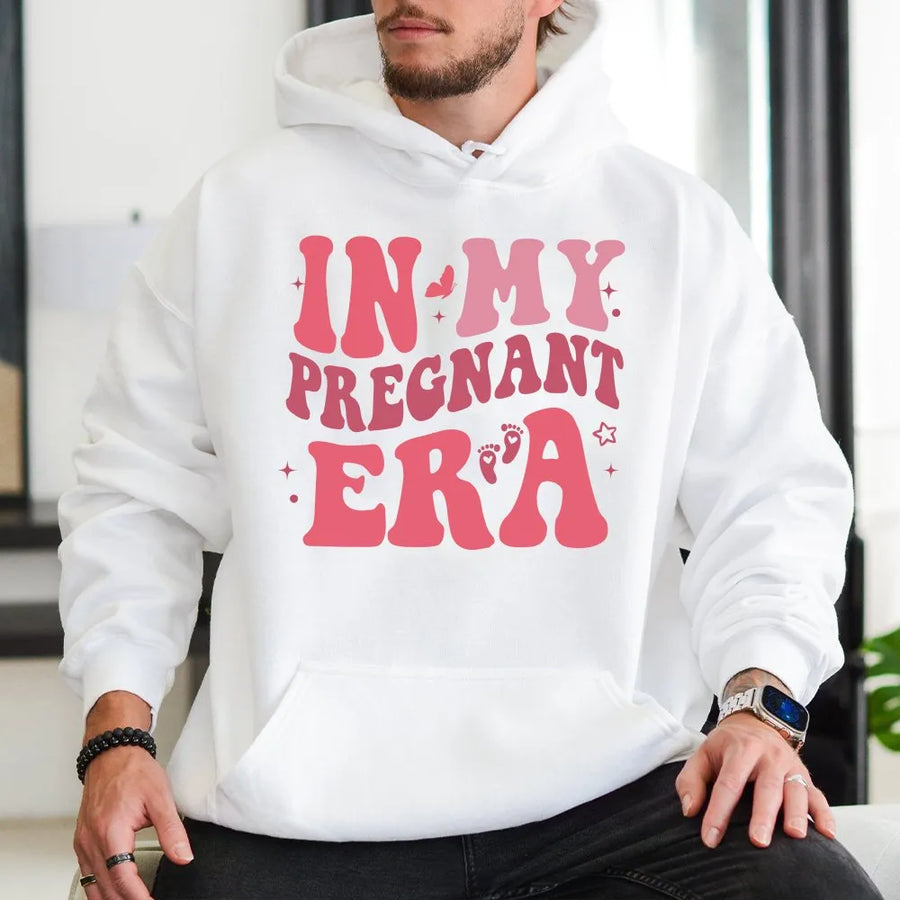 In My Pregnant Era Hoodie | Retro Groovy Pregnancy Announcement Sweatshirt | Premium Cotton-Blend | Trendy Gift For Expecting Moms
