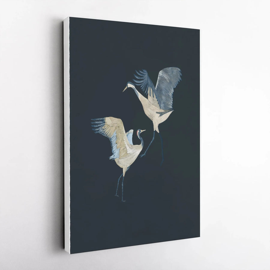 Japanese Crane Vertical Canvas | Minimalist Bird Painting Wall Art | Premium 1.25" Thick Gallery Print | Modern Asian Home Decor Gift