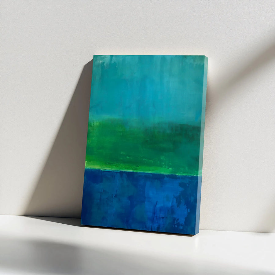 Abstract Color Block Canvas Print | Teal Green and Blue Painting | Premium Thick Gallery Wrap Canvas | Modern Home Office Decor Gift