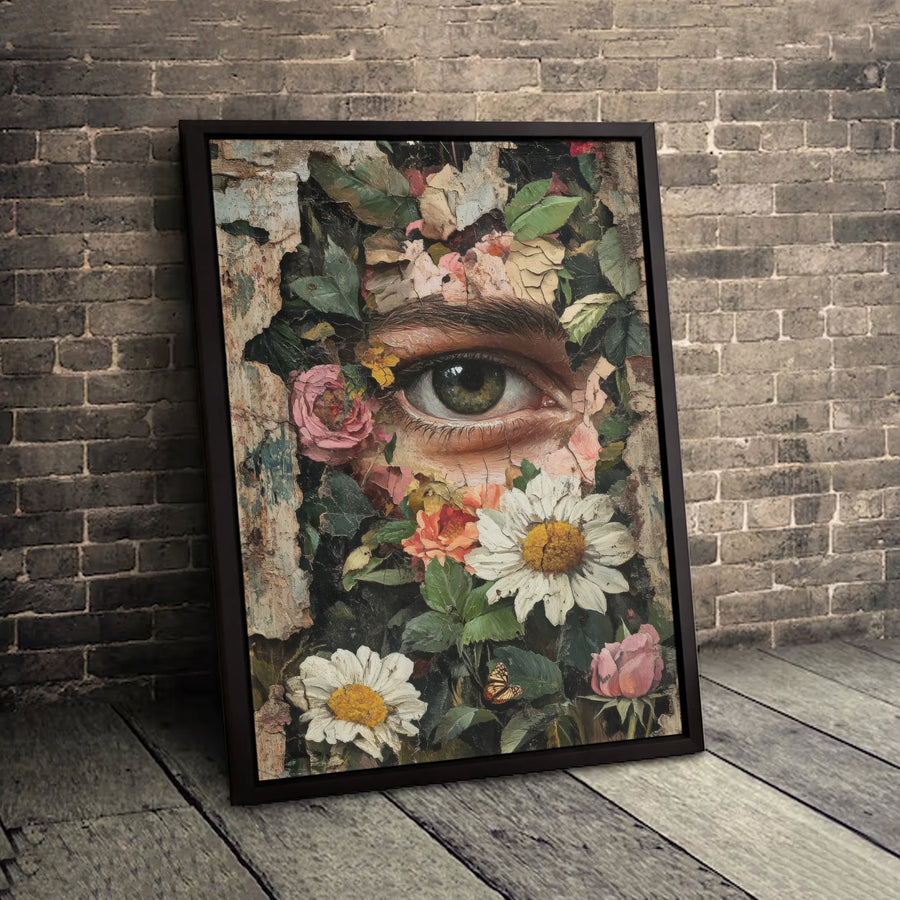 Surreal Green Eye Wall Art | Botanical Flower Canvas Print | Gallery Quality 1.25" Profile | Modern Home Decor Gift