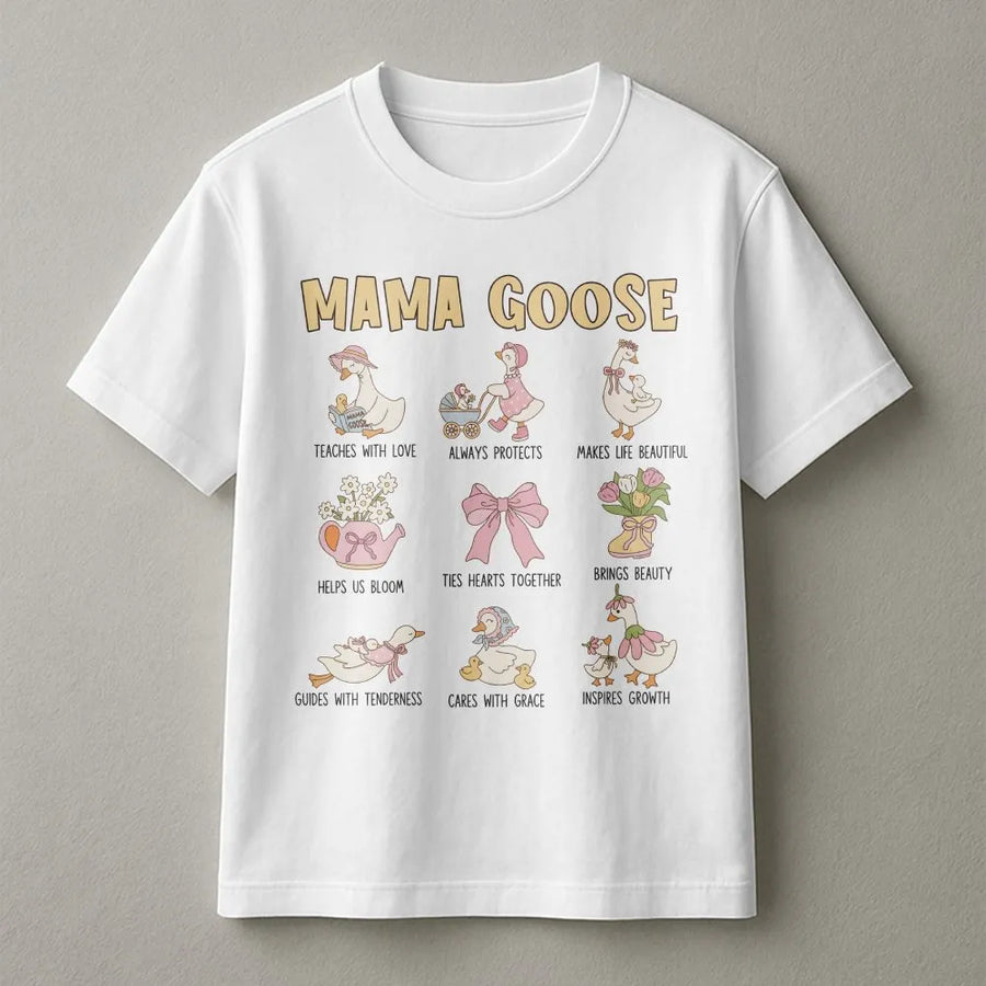 Mama Goose T-Shirt | Coquette Aesthetic Floral Graphic | Premium Soft Cotton Tee | Cute Mother's Day 2026 Gift for Mom