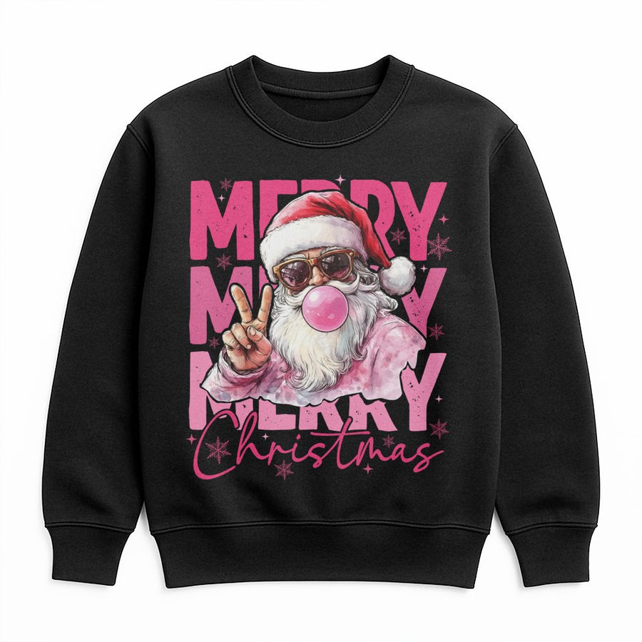 Retro Santa Bubble Gum Sweatshirt | Funny Sunglasses Holiday Graphic | Cotton Blend Premium Crewneck | Unique Christmas Gift for Women & Men