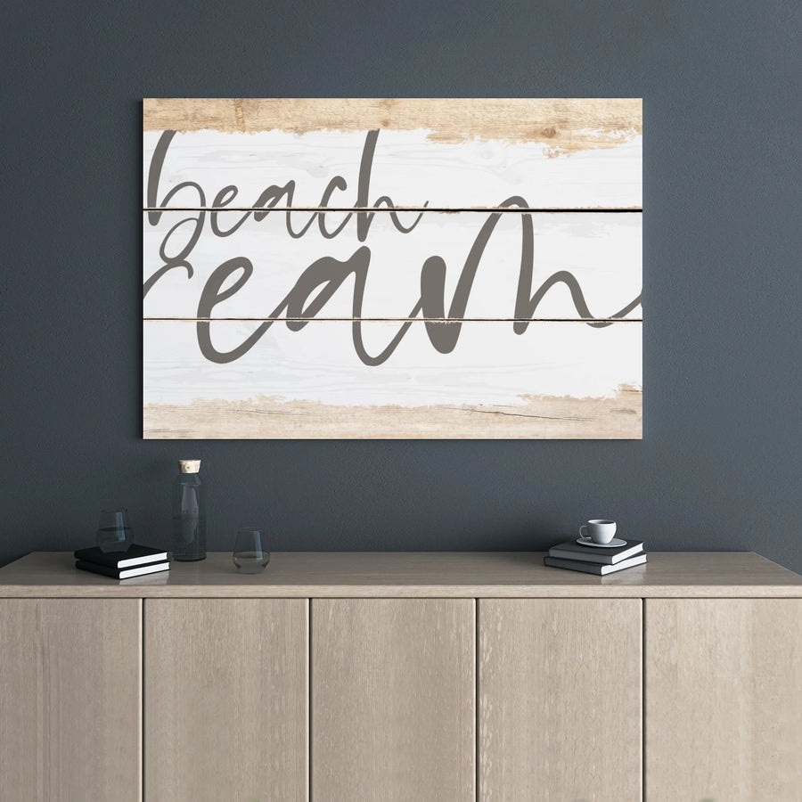 Beach Bum Canvas Wall Art | Rustic Cursive Script Typography | Premium 1.25-Inch Gallery Wrap | Coastal Home Decor Gift for Beach Lovers