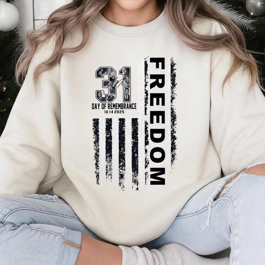Freedom Day of Remembrance Sweatshirt | 31 Years Commemorative American Flag Design | Premium Cotton-Blend Fleece | Patriotic Apparel Gift for Adults