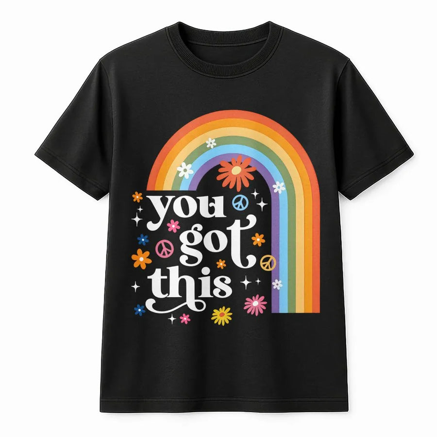 Teacher Test Day T-Shirt | Retro Rainbow You Got This Design | Soft Cotton Blend | Testing Season Teacher Gift