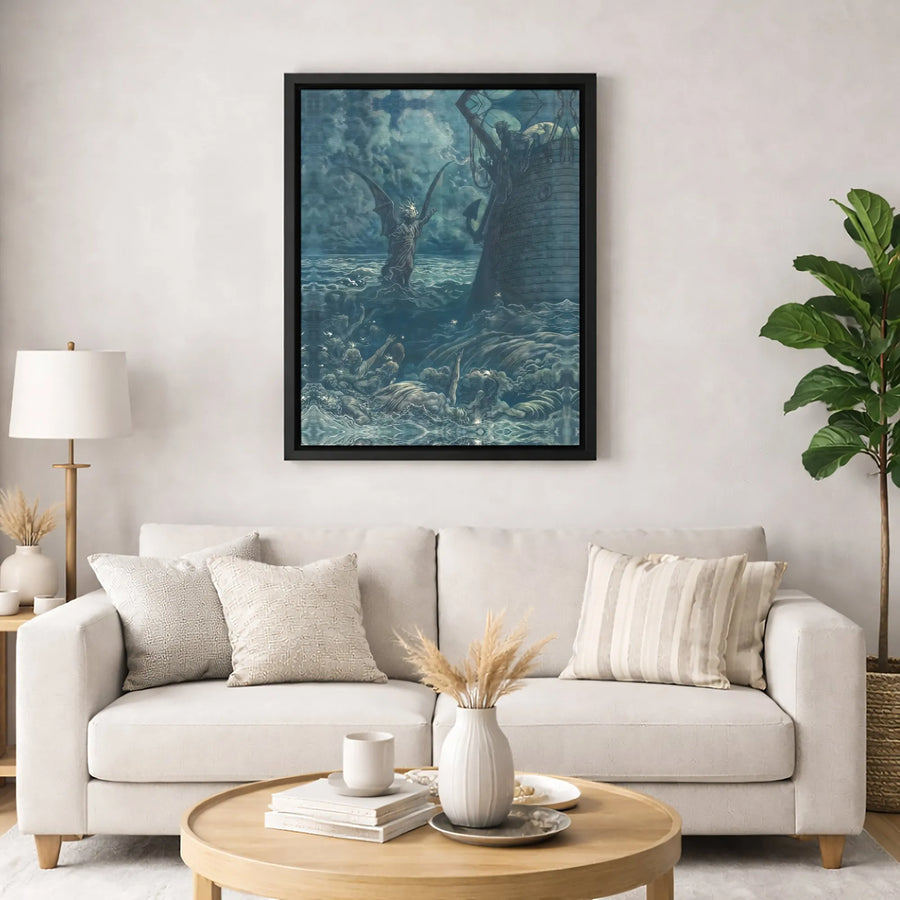 Gustave Doré The Deluge Canvas Art | Vintage Biblical Masterpiece Print | Gallery Wrapped 1.25-inch Profile | Dramatic Religious Wall Decor