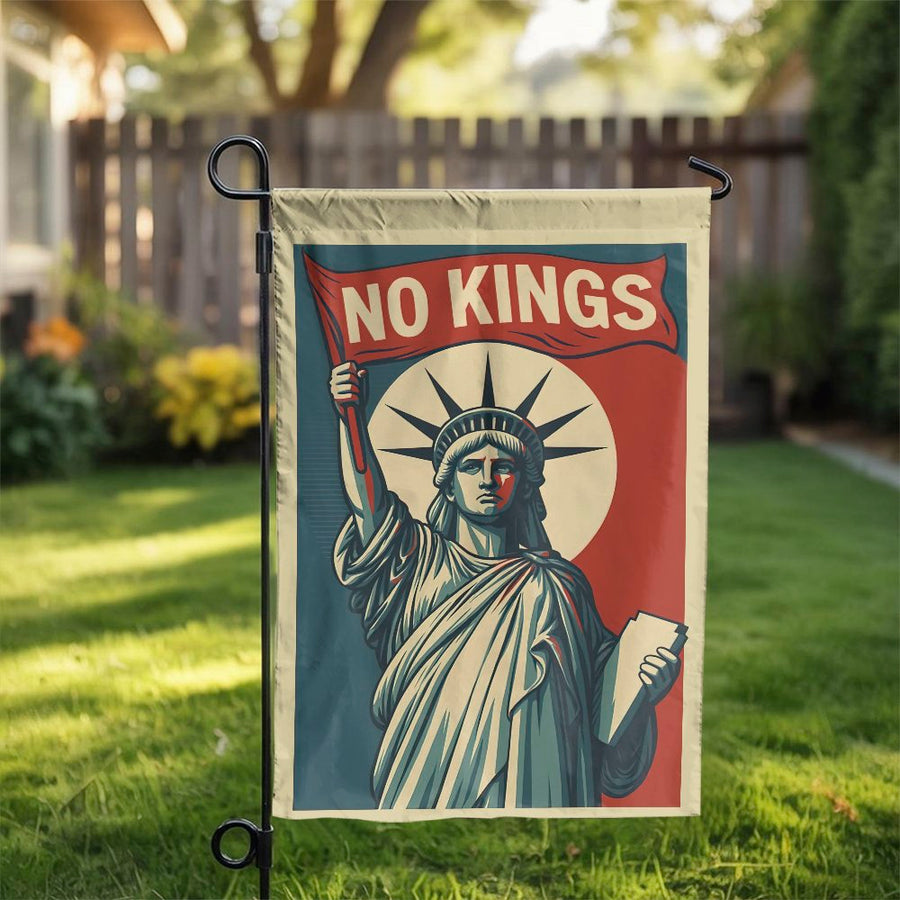 No Kings Garden Flag | Statue of Liberty Art | Weather-Resistant Polyester | Patriotic Outdoor Home Decor Gift