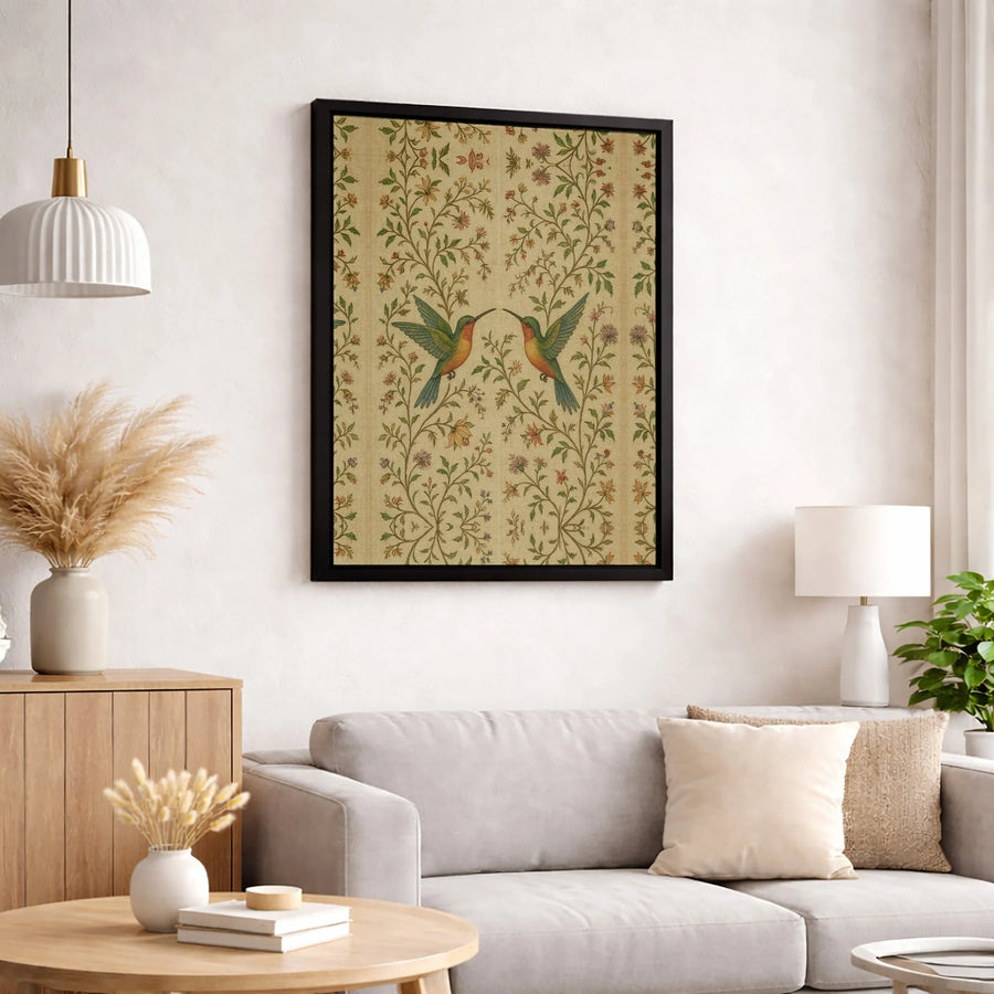 Hummingbird Wall Art | Vintage Floral Vine Botanical Print | Gallery-Quality 1.25" Thick Canvas | Elegant Nature Home Decor Gift