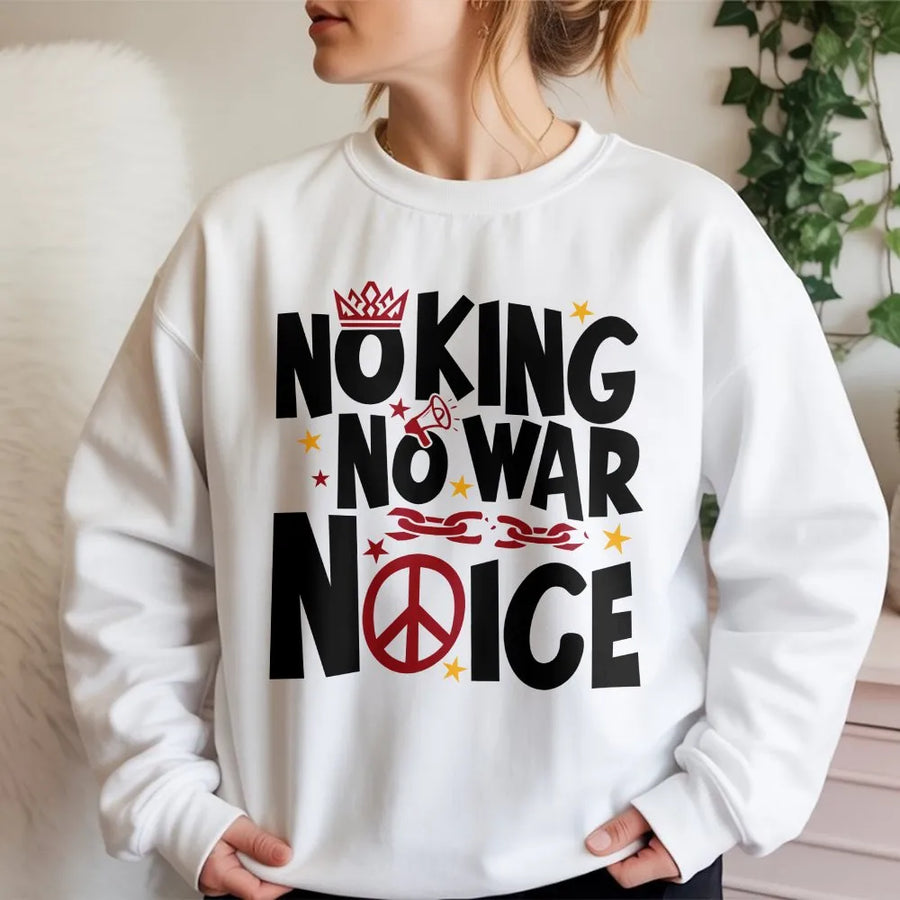 No Kings No Masters Sweatshirt | Anti War No ICE Protest Graphic | Premium Cotton Blend Sweatshirt | Political Activist Resistance Gift
