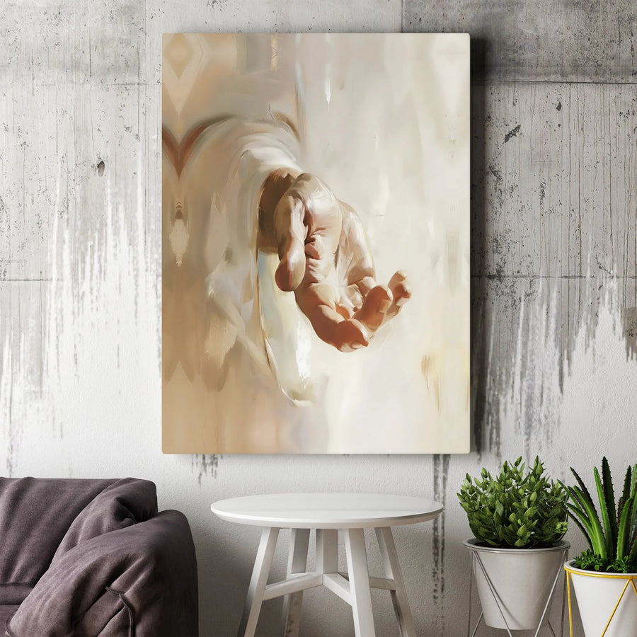 Jesus Hand Canvas Print | Reaching Hand of God Artwork | Premium Gallery Wrap Canvas | Christian Home Decor Gift