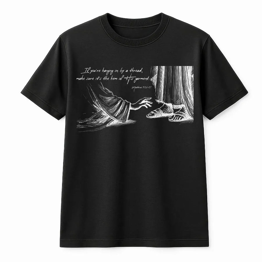 Matthew 9:20-21 Bible Verse T-Shirt | Hem Of His Garment Christian Graphic | Premium Soft Cotton | Faith-Based Religious Gift For Men And Women