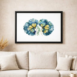 Watercolor Human Kidney Anatomy Canvas Print | Floral Medical Art Illustration | Premium Gallery Wrapped Wall Decor | Unique Gift for Doctor or Student