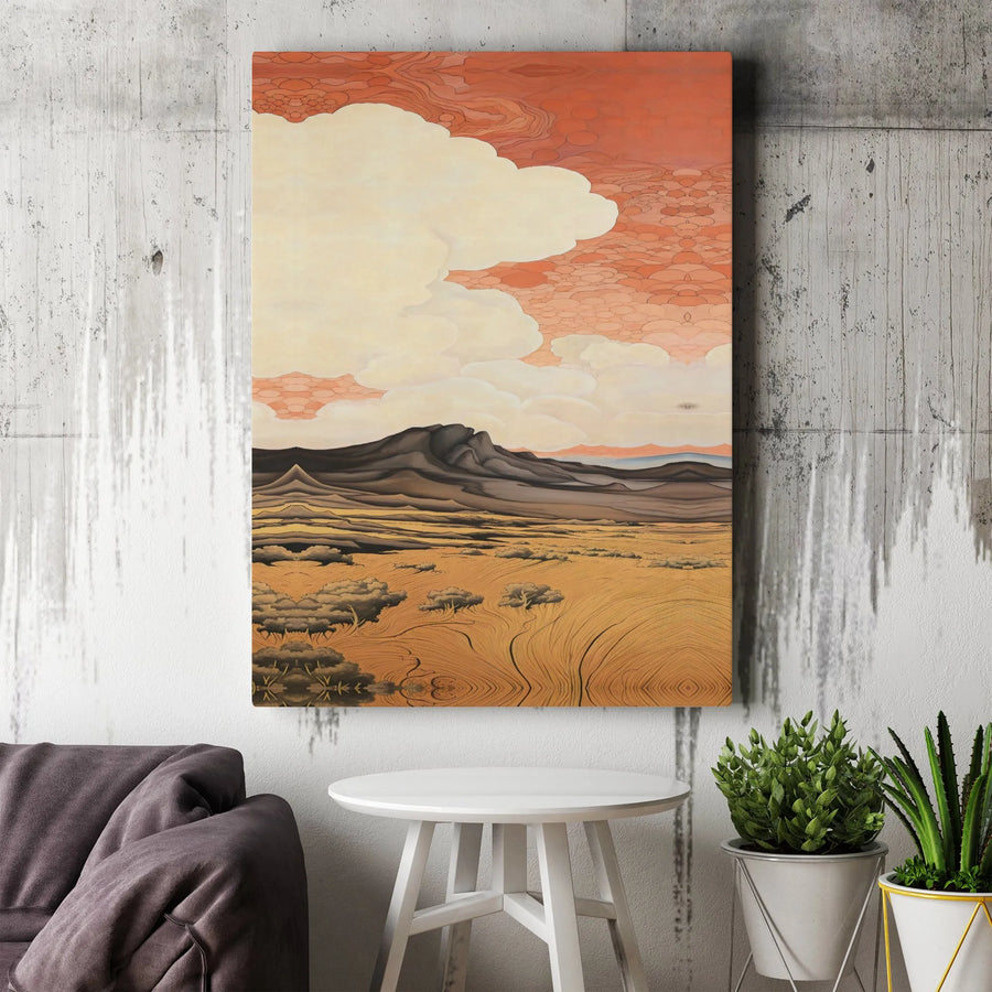 Desert Landscape Canvas Wall Art | Surreal Mountain Scenery Print | Premium Gallery Wrapped Decor | Southwestern Minimalist Home Gift