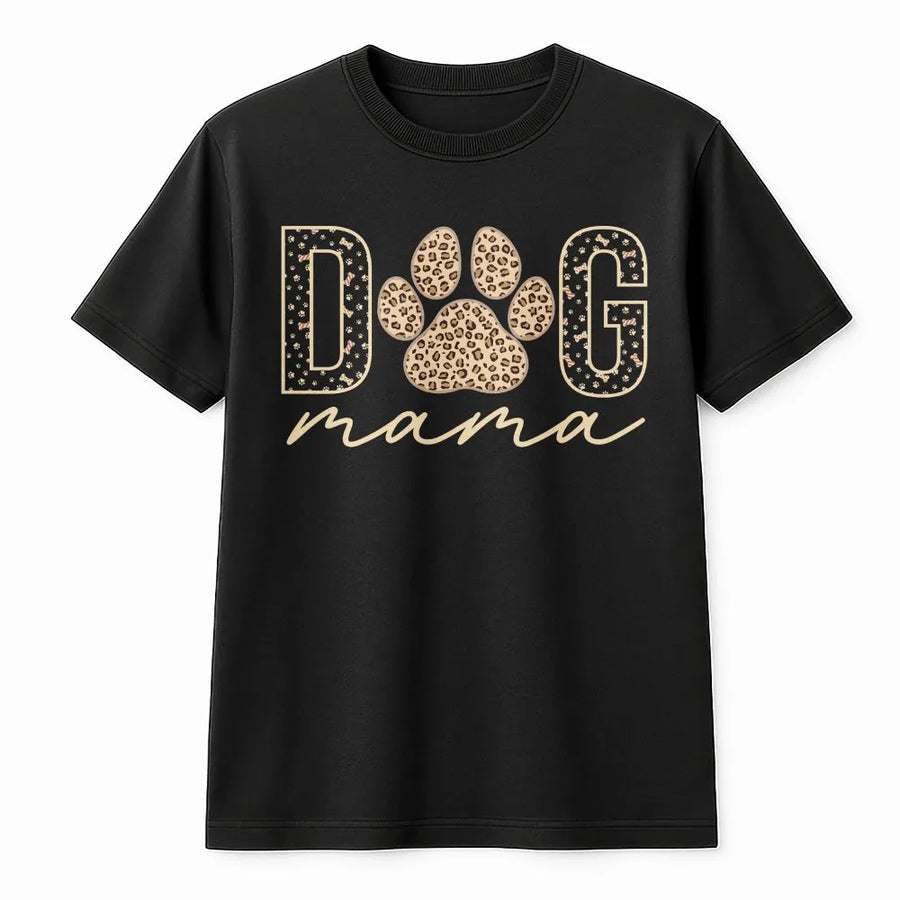 Dog Mama T-Shirt | Animal Lover Leopard Print Design | 100% Breathable Cotton | Premium Gift for Pet Owners and Women