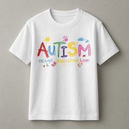 Autism Awareness T-Shirt | Accept Understand Love Graphic Design | 100% Cotton Premium Tee | Neurodiversity Support Gift for Teachers & Families