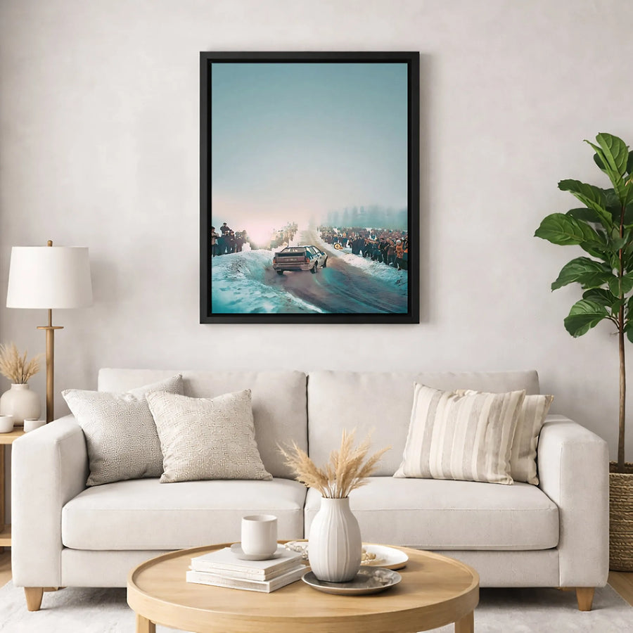 Rally Car Wall Art | Winter Snow Racing Canvas Print | Premium Gallery Wrap Decor | Motorsport Fan Gift